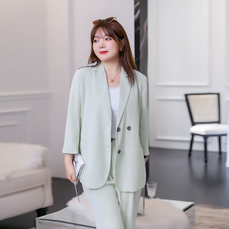 (XL-7XL) Plus Size Green Blazer and Trouser Pants Set (EXTRA BIG SIZE)
