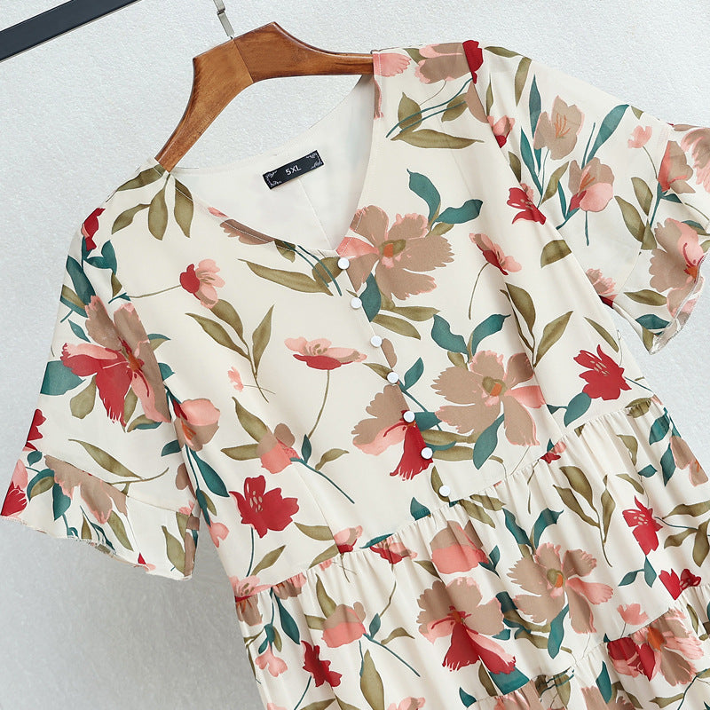 (4XL-10XL) Plus Size Floral Tier Dress (EXTRA BIG SIZE)