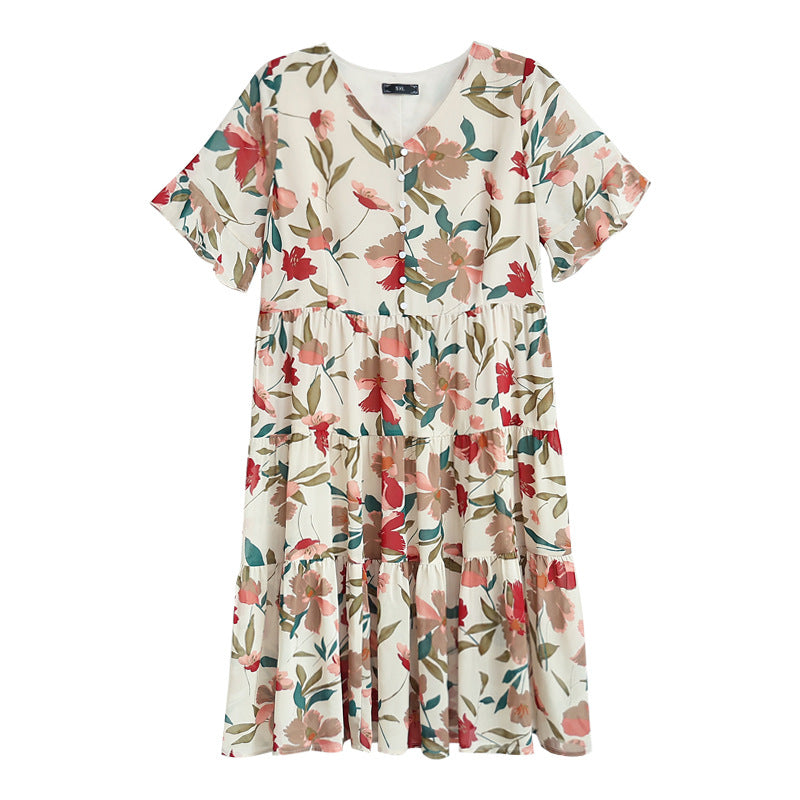 (4XL-10XL) Plus Size Floral Tier Dress (EXTRA BIG SIZE)