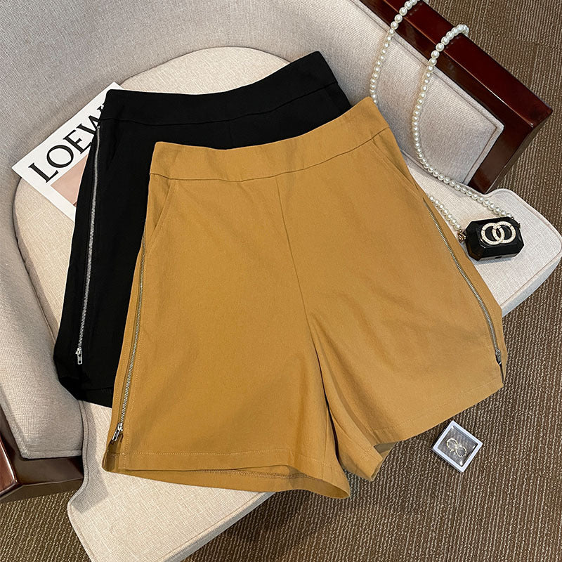 Plus Size Side Zip Shorts