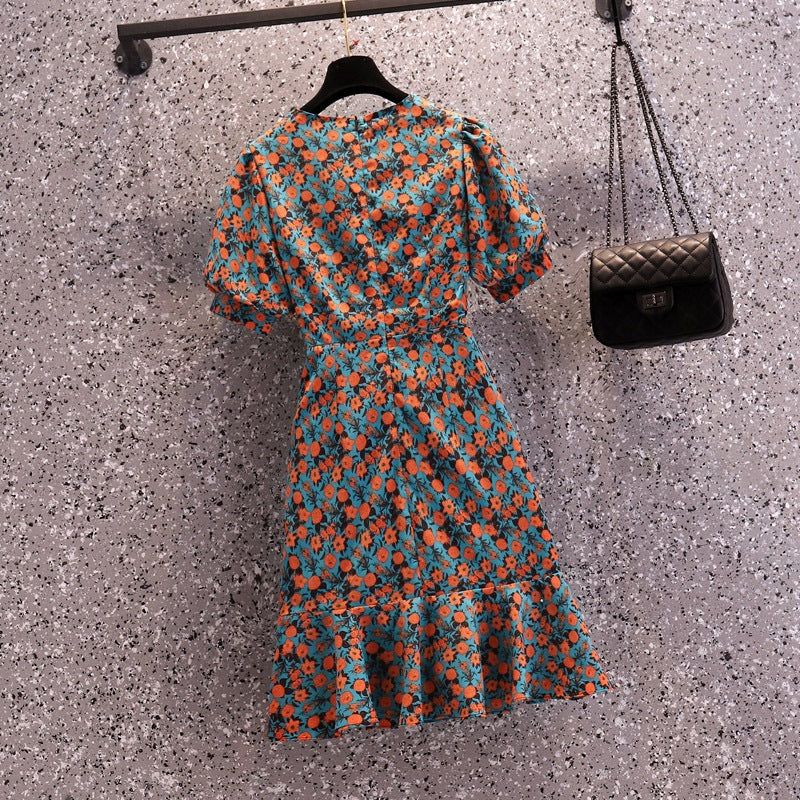 (Ready Stock XL - 1 Pc) Plus Size Korean Floral Scrunch Dress