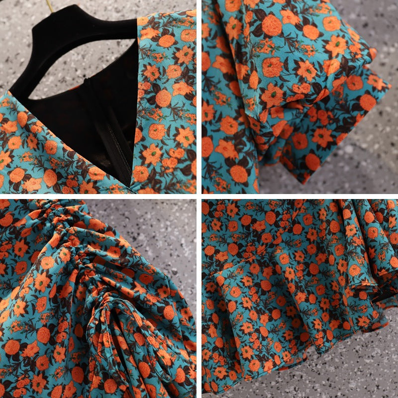 (Ready Stock XL - 1 Pc) Plus Size Korean Floral Scrunch Dress