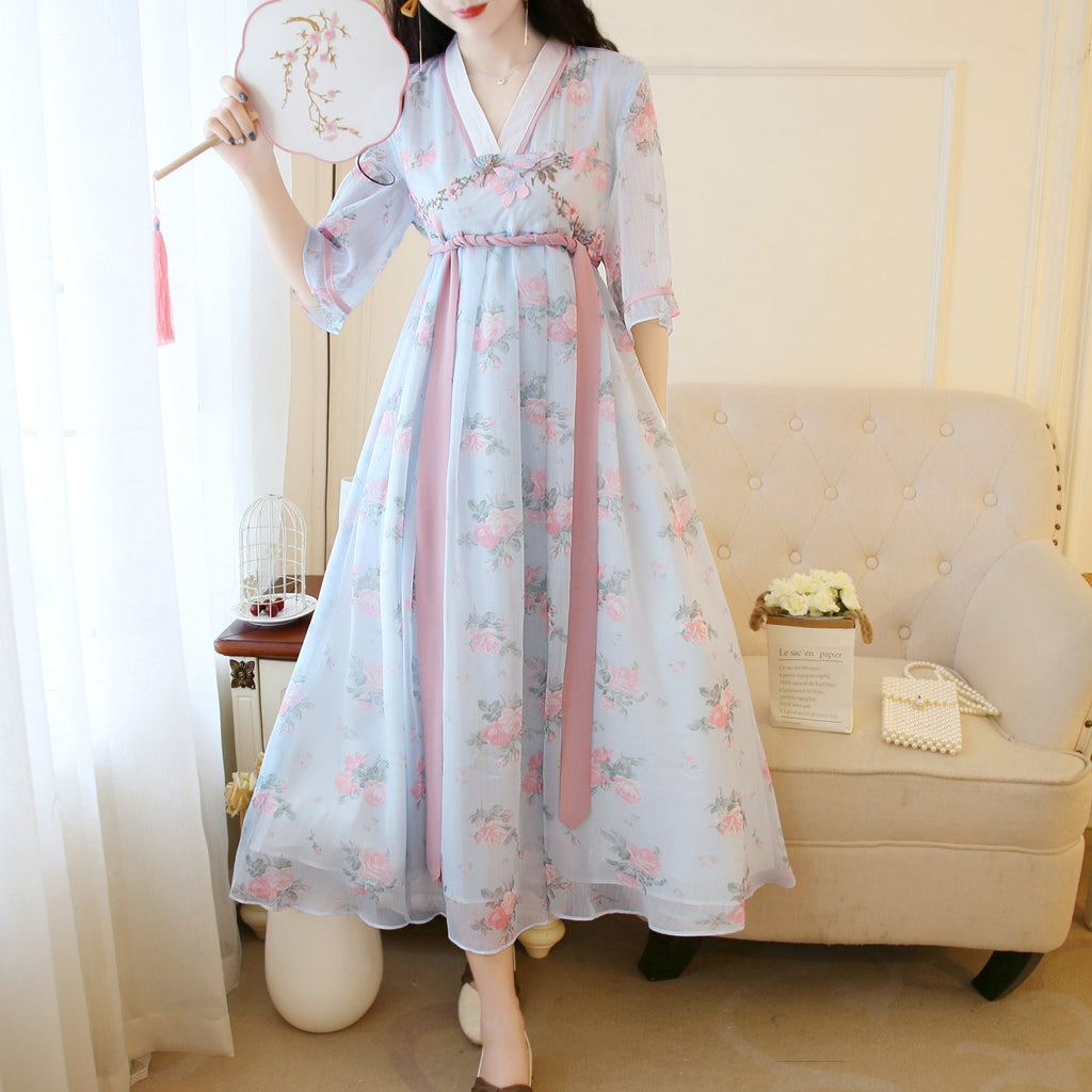 Plus Size Floral Hanbok Dress