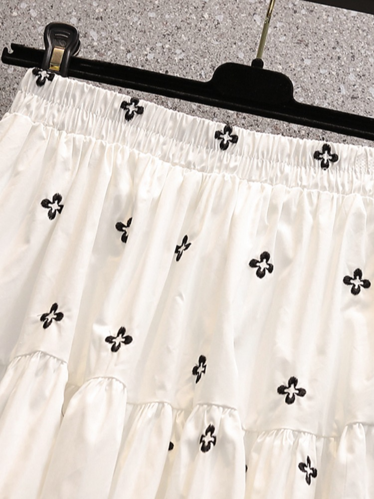 Plus Size Floral Korean Short Flounce Skirt