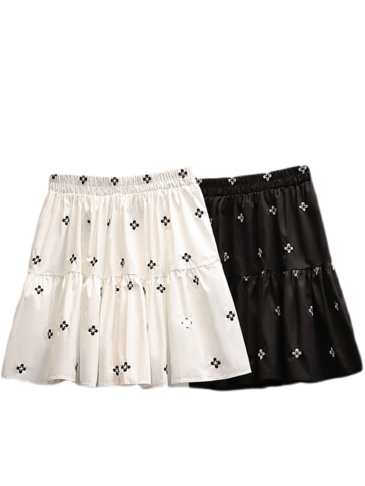 Plus Size Floral Korean Short Flounce Skirt