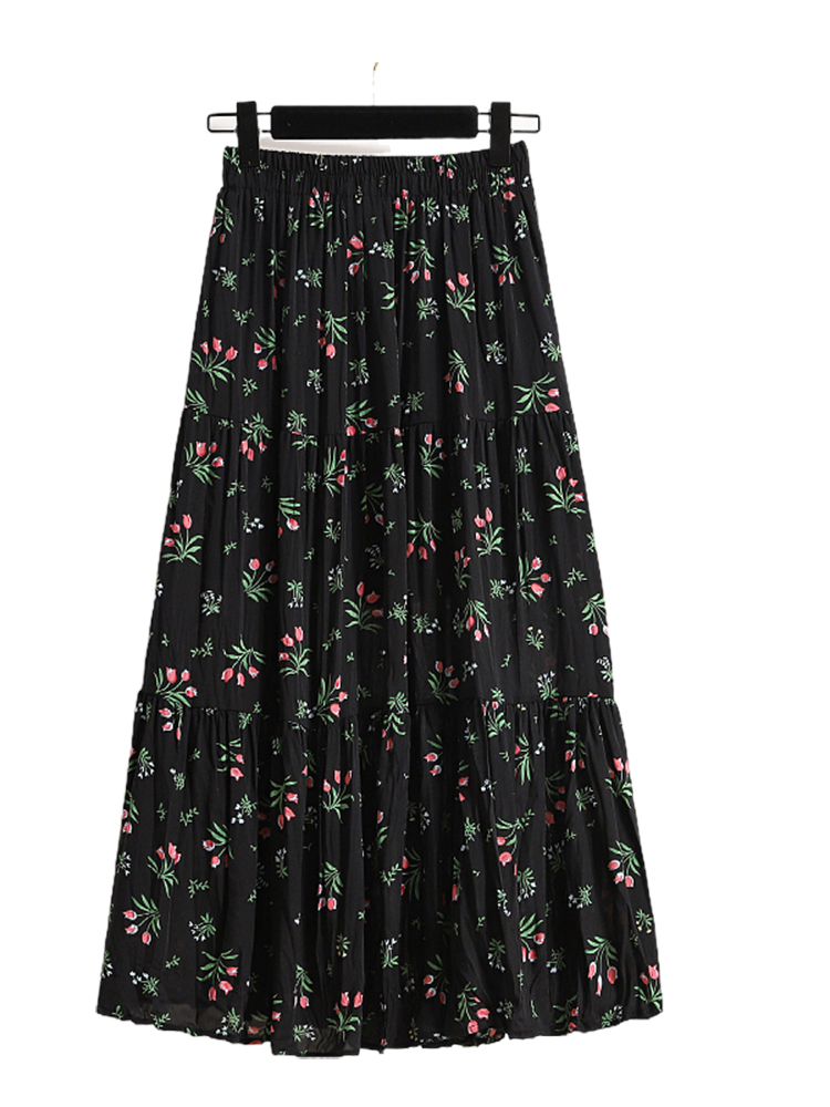 Plus Size Floral Midi Skirt