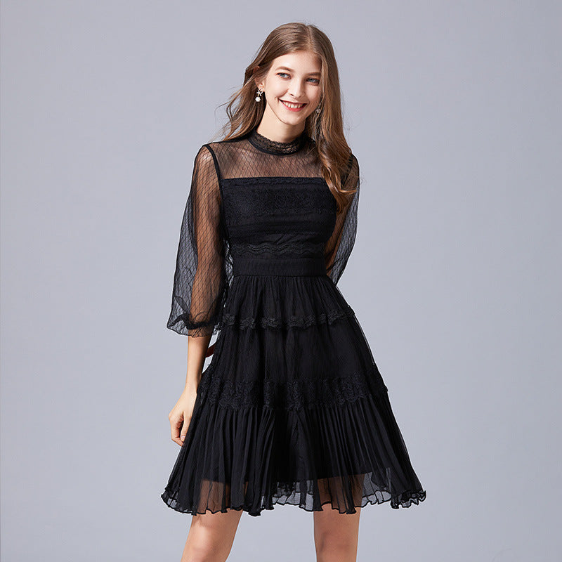 Plus Size Balloon Sleeve Formal Dress