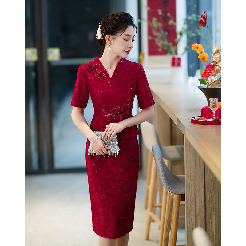 Plus Size Formal Lace Cheongsam Chinese Dress (Mother Of The Bride / Groom Suitable)