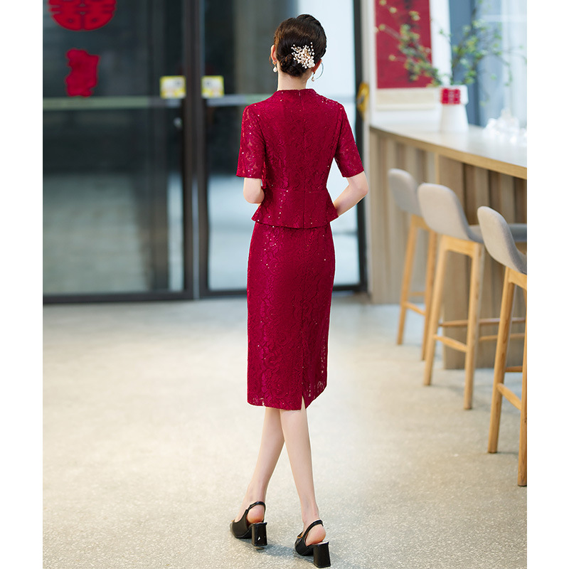 Plus Size Formal Lace Cheongsam Chinese Dress (Mother Of The Bride / Groom Suitable)