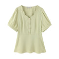 Plus Size Scallop Peplum Button Blouse