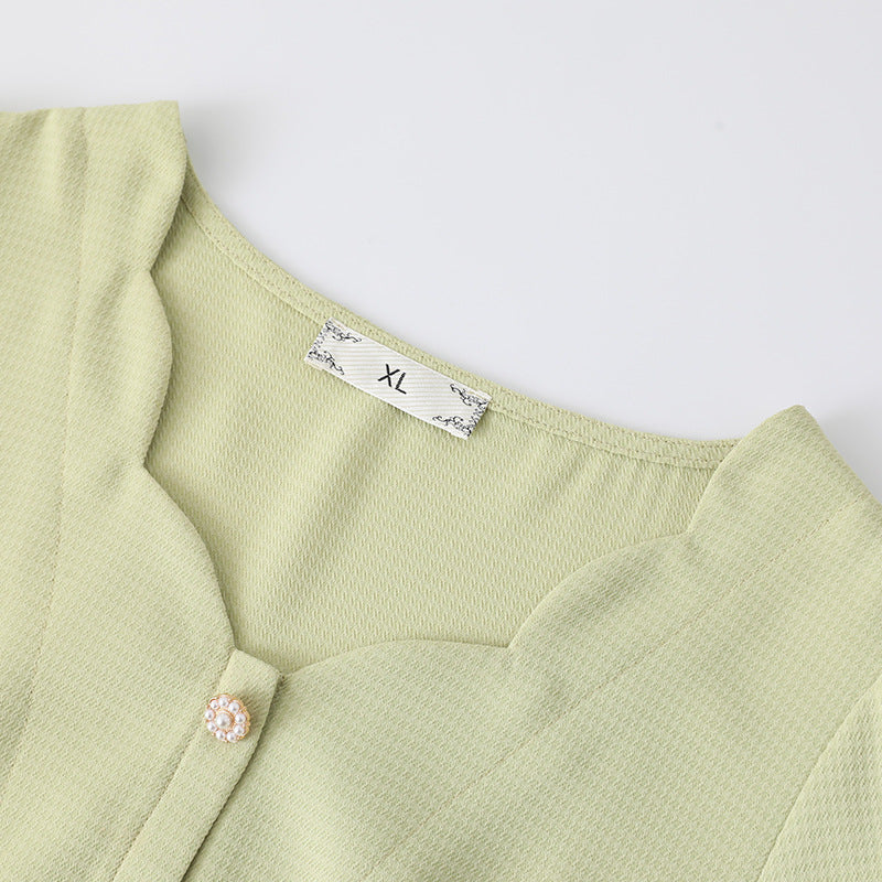 Plus Size Scallop Peplum Button Blouse