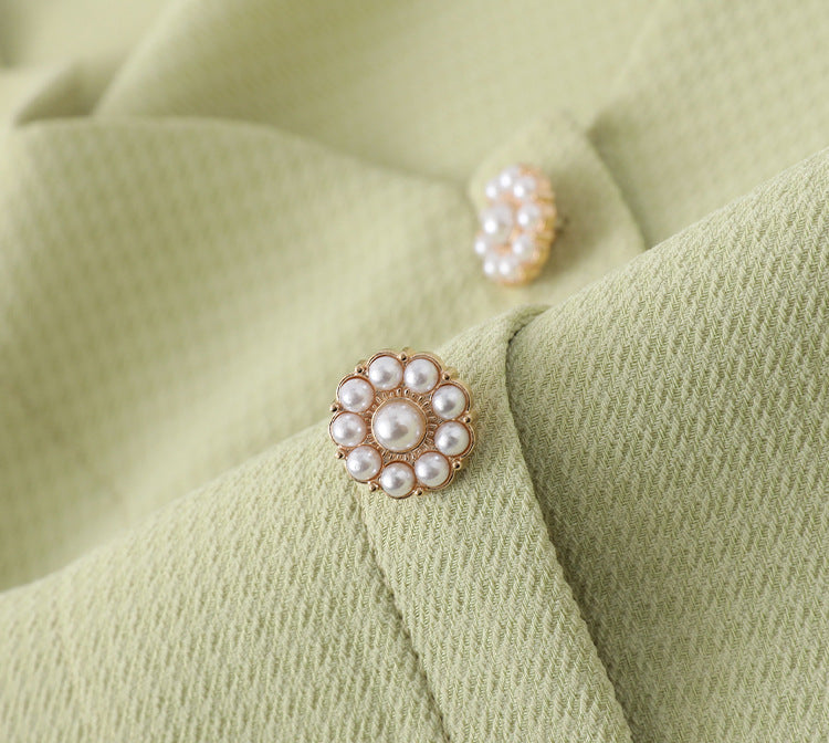 Plus Size Scallop Peplum Button Blouse