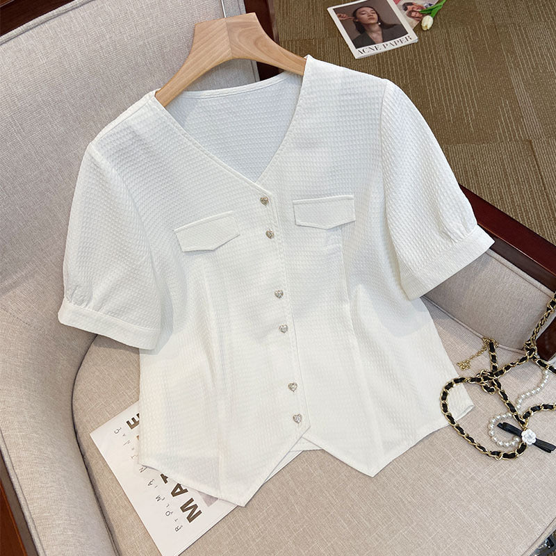 Plus Size Chanelesque Heart Buttons Blouse