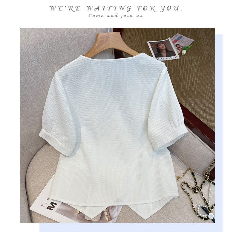 Plus Size Chanelesque Heart Buttons Blouse