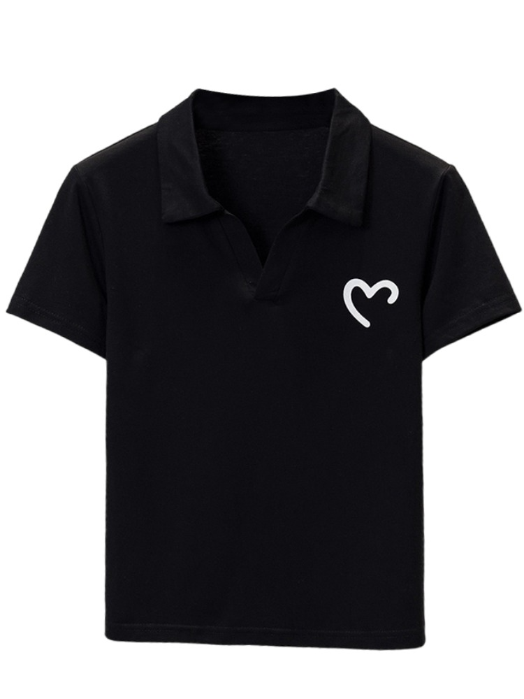 Plus Size Heart Polo T Shirt