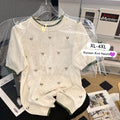 Plus Size Korean Heart Bunny Pointelle Knit Blouse