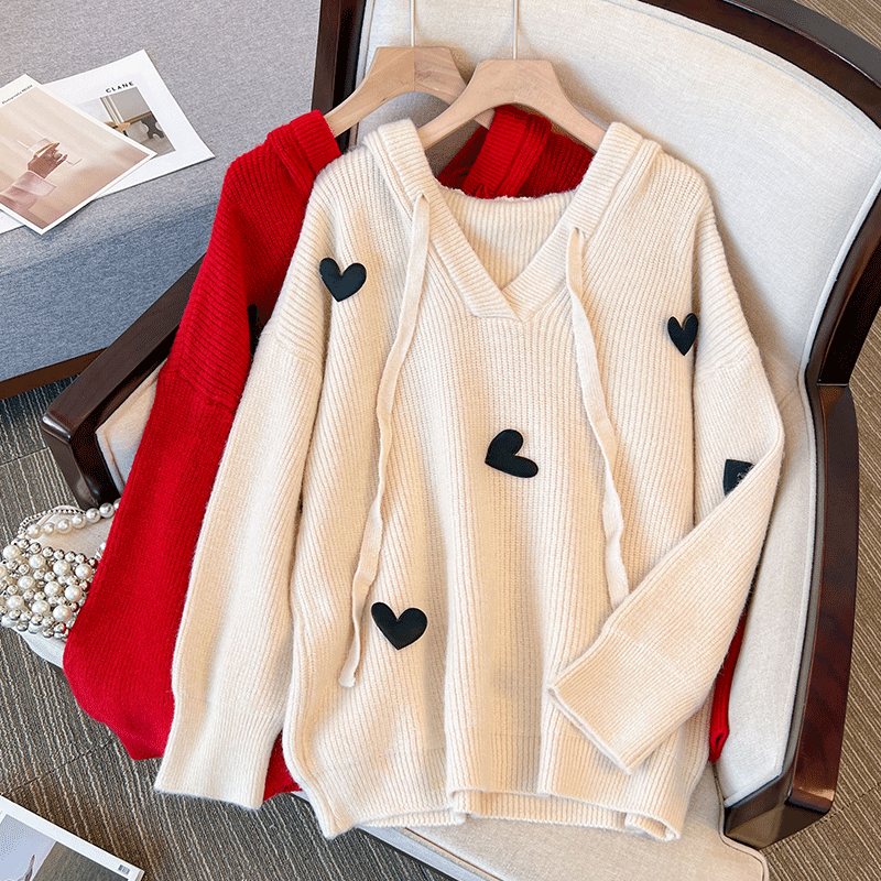 Plus Size Korean Hearts Thick Sweater