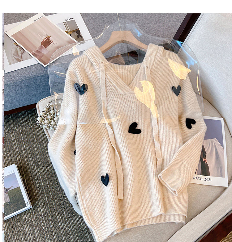 Plus Size Korean Hearts Thick Sweater