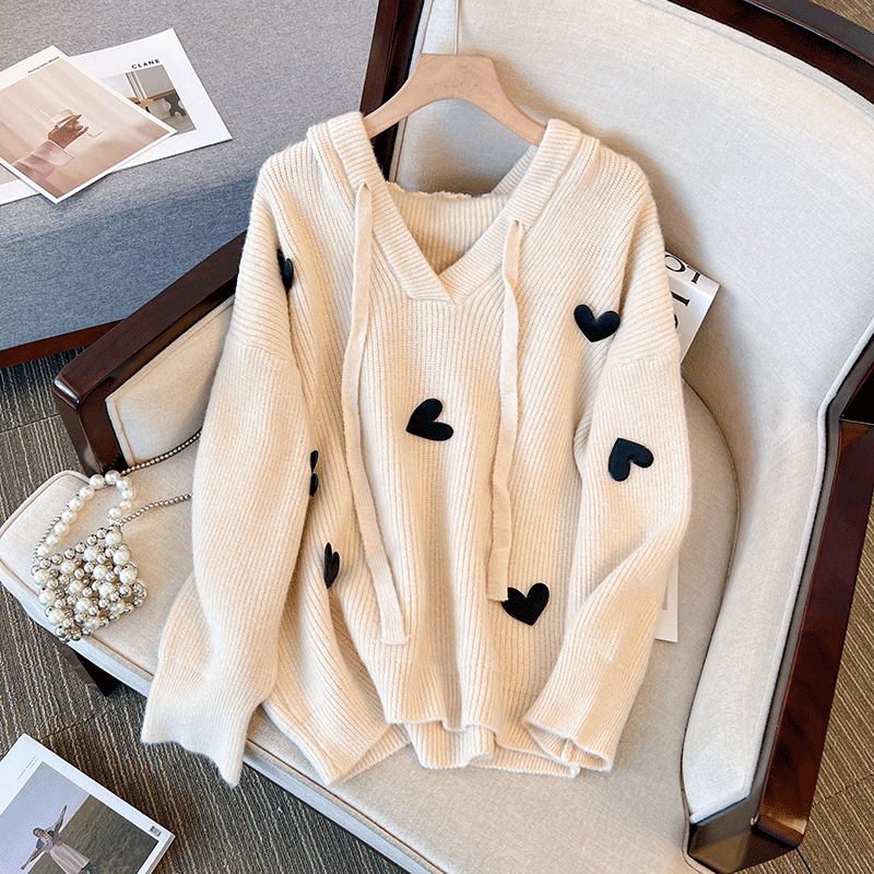 Plus Size Korean Hearts Thick Sweater