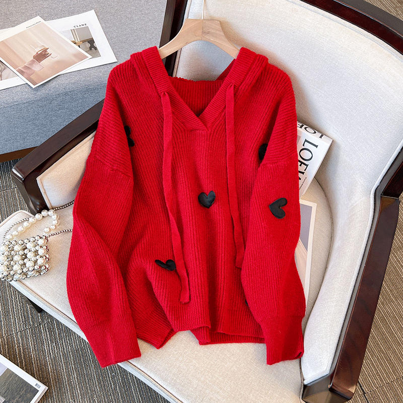 Plus Size Korean Hearts Thick Sweater
