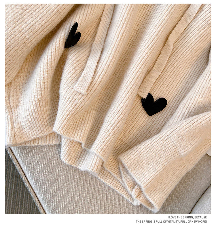 Plus Size Korean Hearts Thick Sweater
