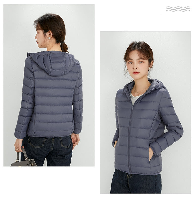 Plus Size Hooded Lightweight Down Jacket