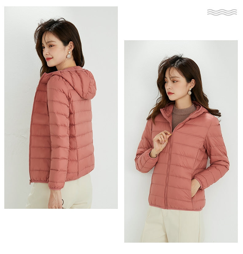 Plus Size Hooded Lightweight Down Jacket