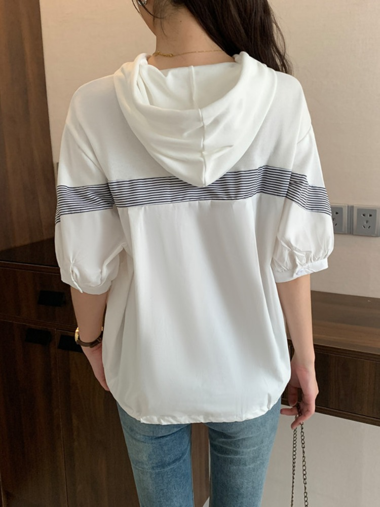 Plus Size Hoodie Stripe Top