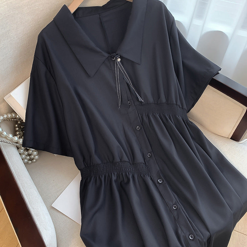 Plus Size Irregular Brooch Shirt Dress (EXTRA BIG SIZE)