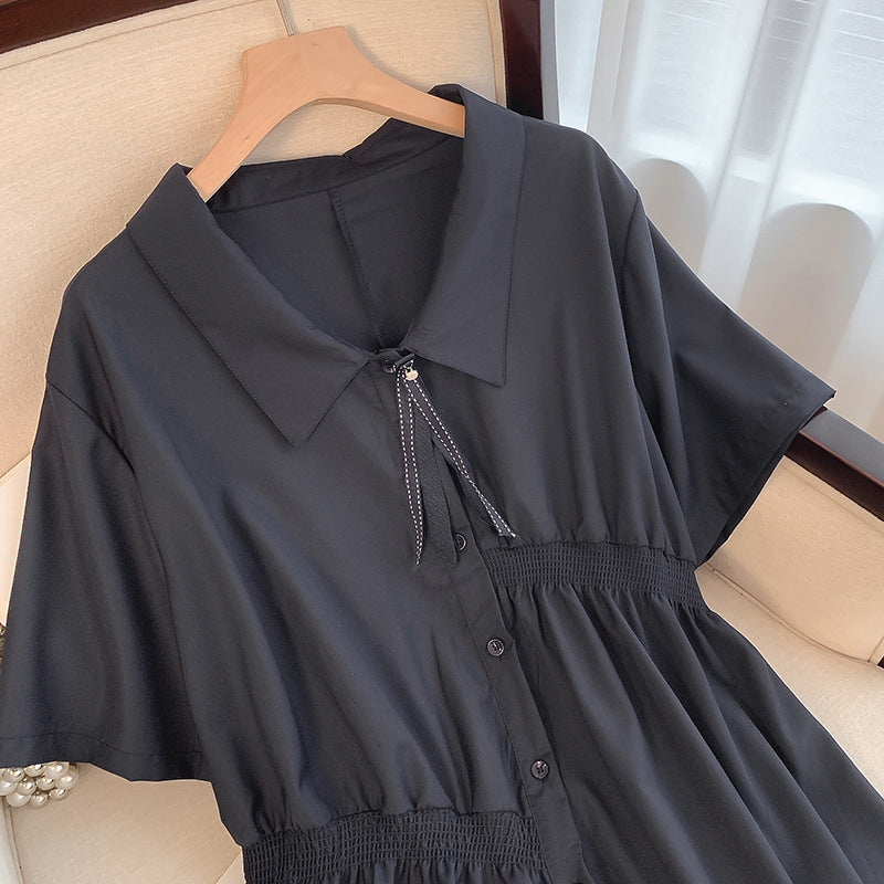 Plus Size Irregular Brooch Shirt Dress (EXTRA BIG SIZE)