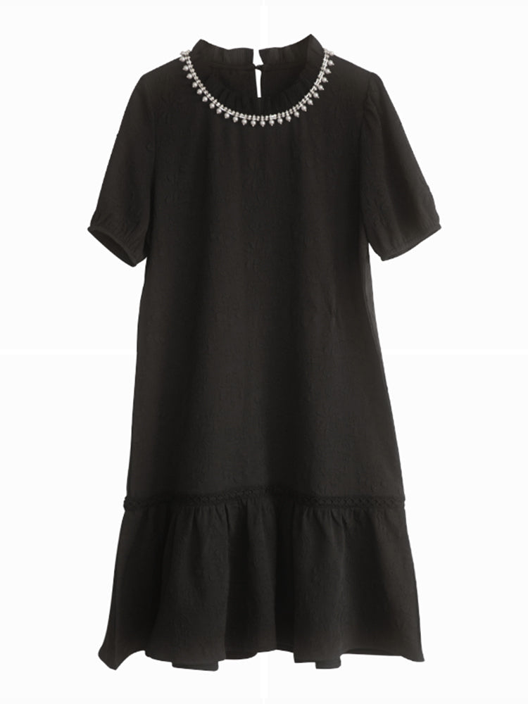 Plus Size Jewel Neckline Shift Dress