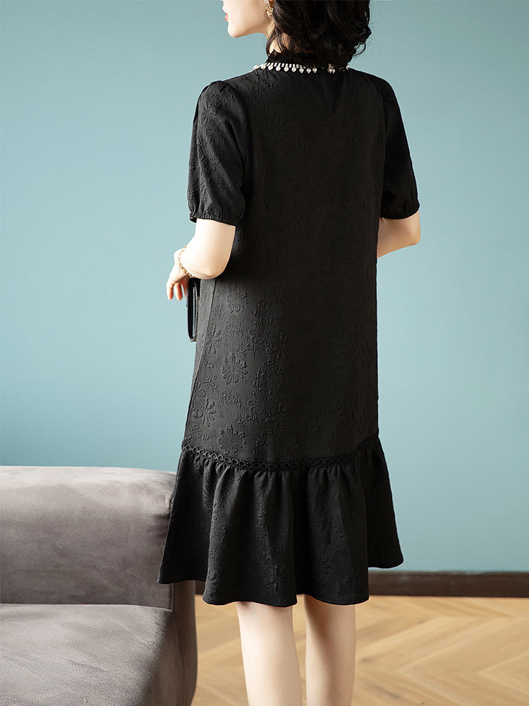 Plus Size Jewel Neckline Shift Dress