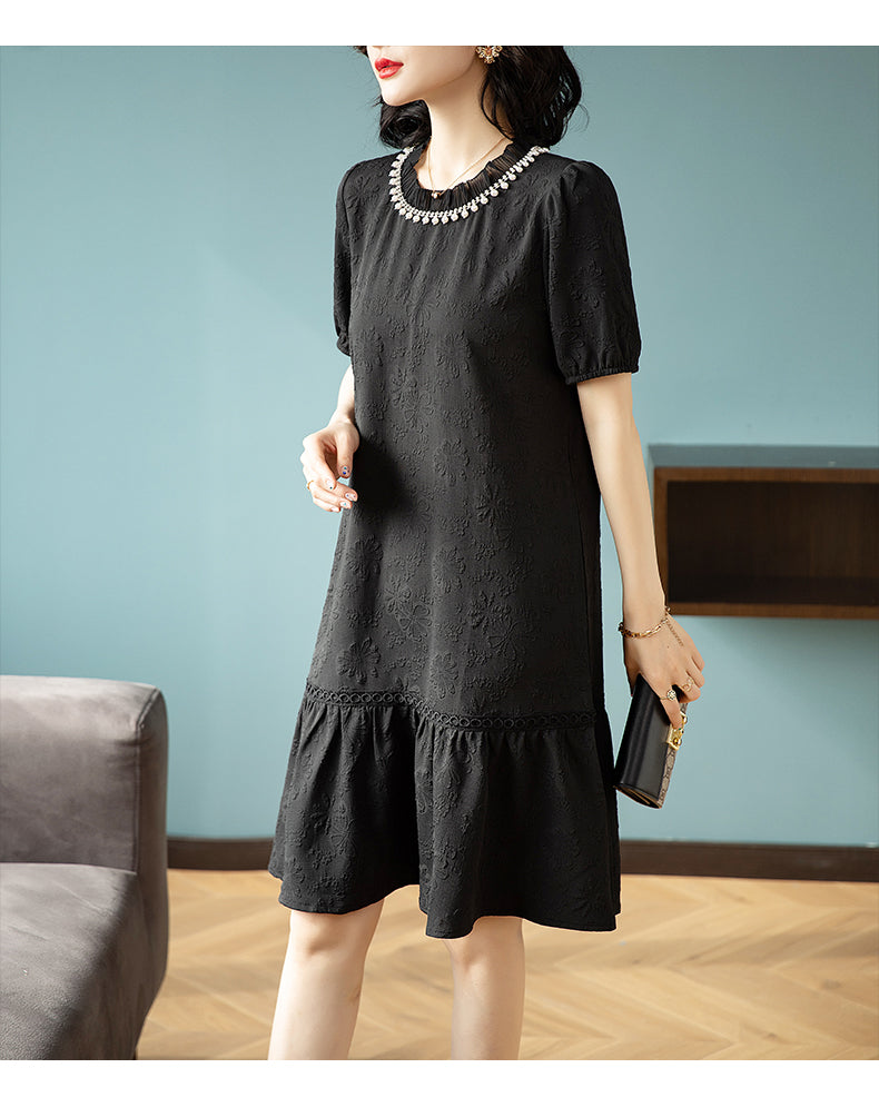 Plus Size Jewel Neckline Shift Dress