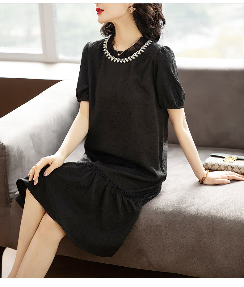 Plus Size Jewel Neckline Shift Dress