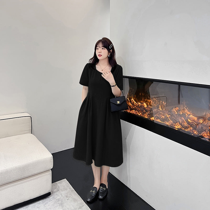 Plus Size Korean A-Line Midi Dress