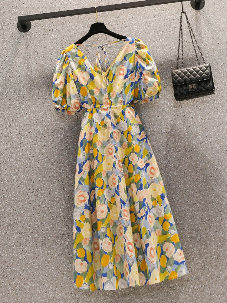 Plus Size Korean Art Floral Midi Dress
