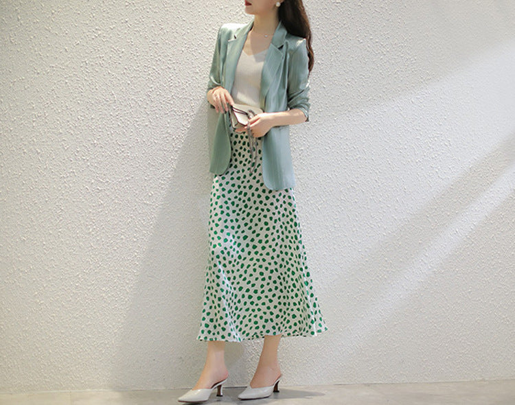 Plus Size Korean Shimmer Stripe Blazer