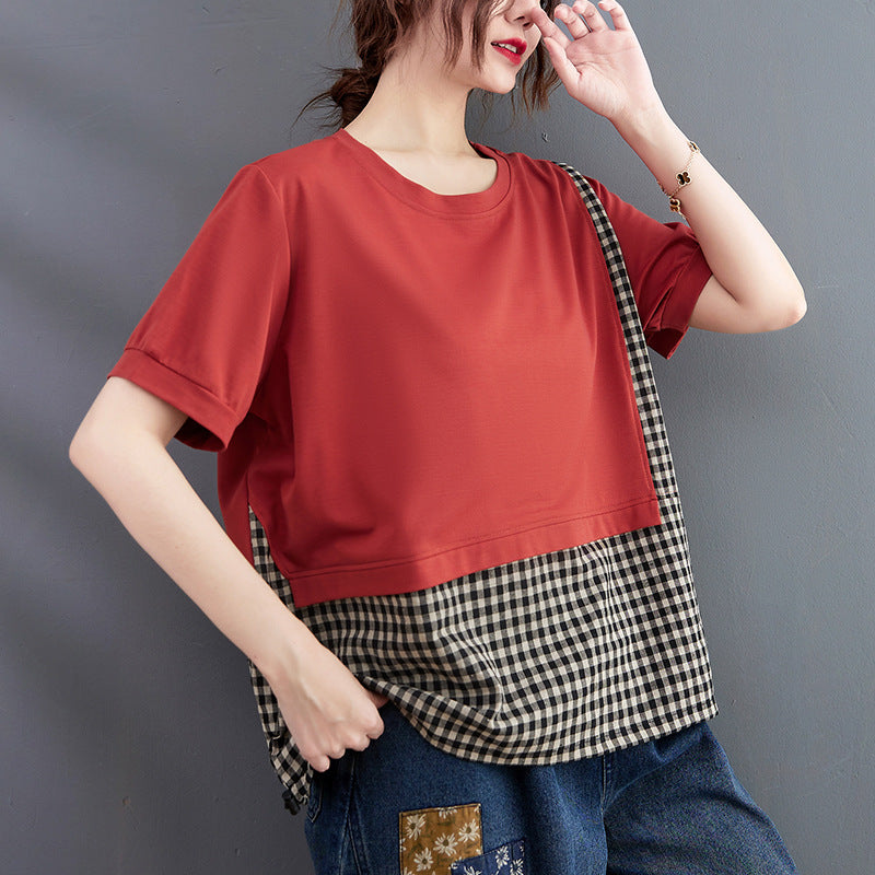 Plus Size Gingham Layer Blouse