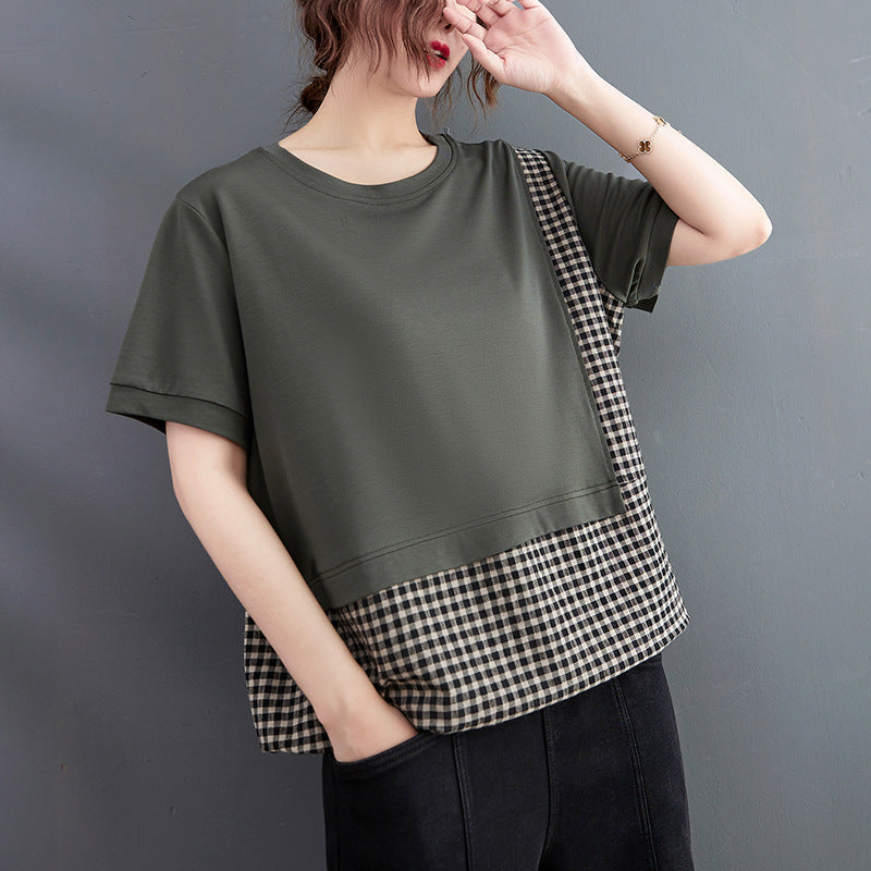 Plus Size Gingham Layer Blouse