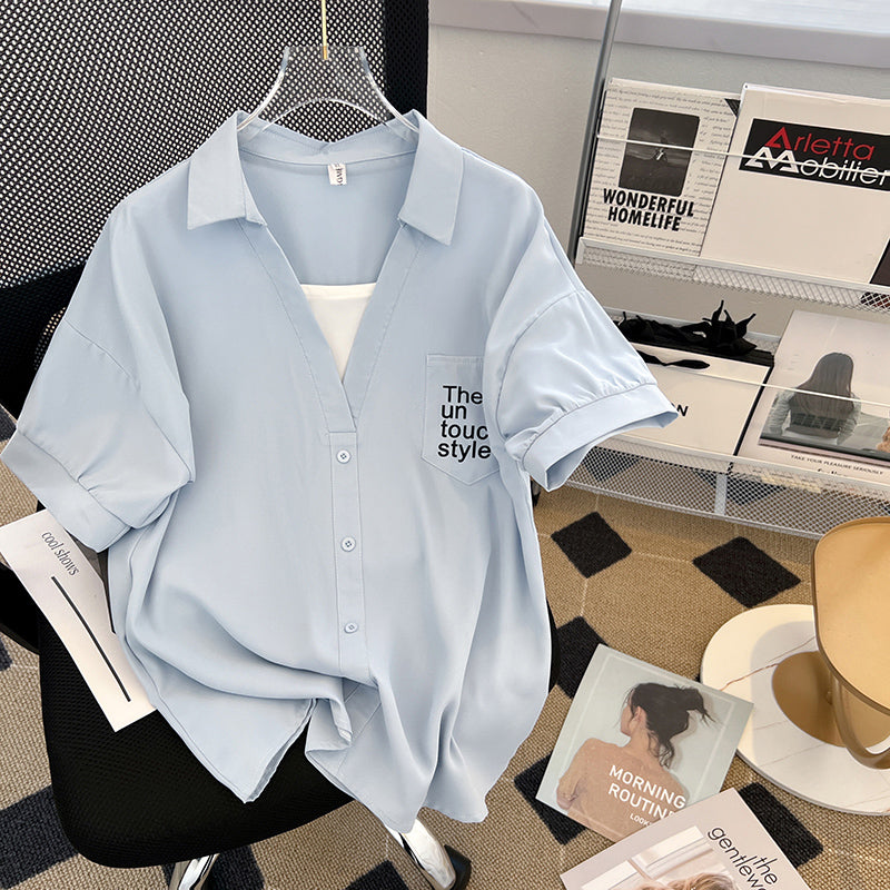 Plus Size Korean Loose Layer Shirt Blouse