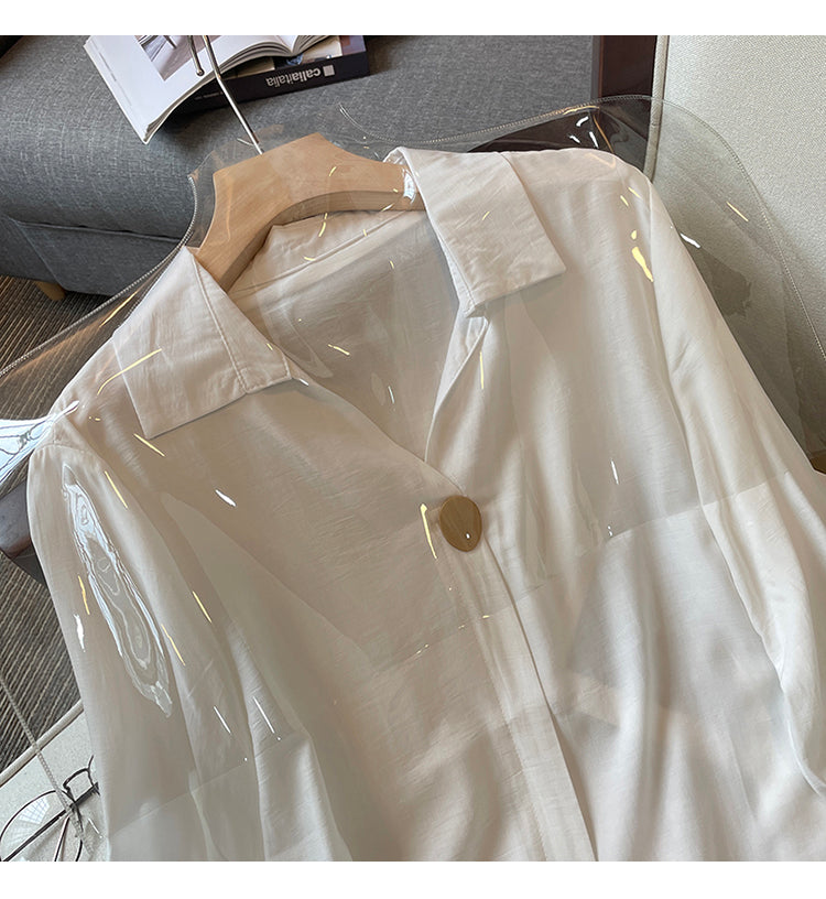 Plus Size Korean Button Loose Shirt Blouse