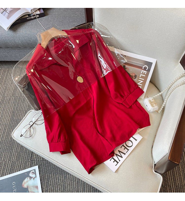 Plus Size Korean Button Loose Shirt Blouse