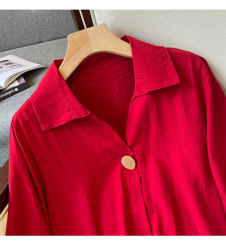 Plus Size Korean Button Loose Shirt Blouse