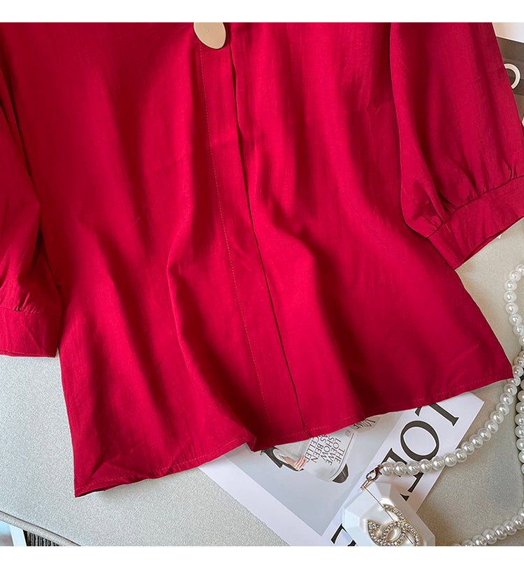 Plus Size Korean Button Loose Shirt Blouse