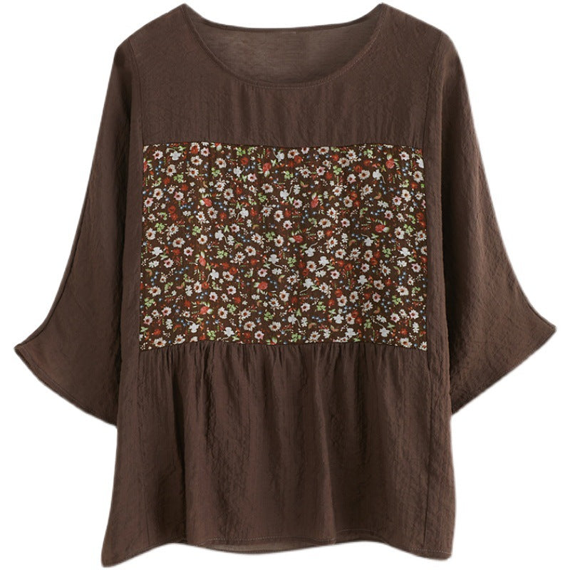 Plus Size Ethnic Patch Peplum Blouse