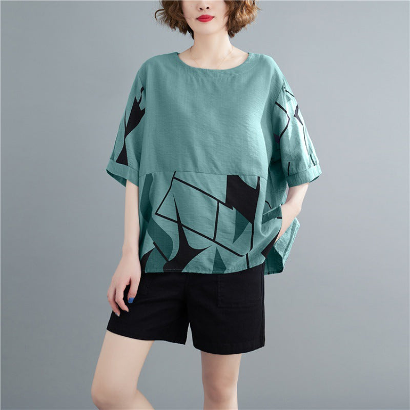 Plus Size Shapes Block Blouse