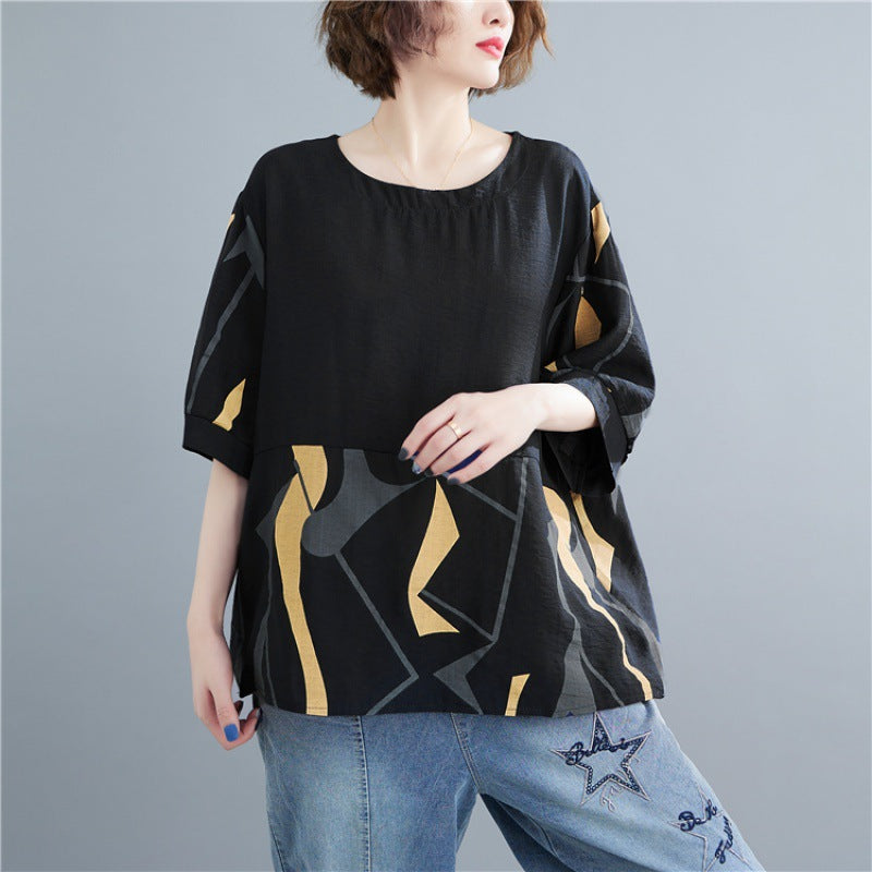 Plus Size Shapes Block Blouse