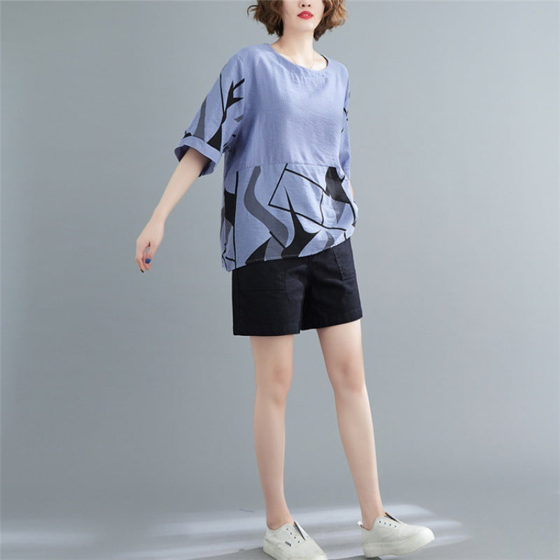 Plus Size Shapes Block Blouse