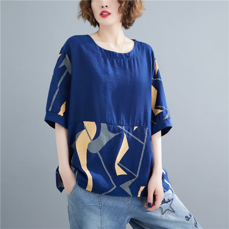 Plus Size Shapes Block Blouse