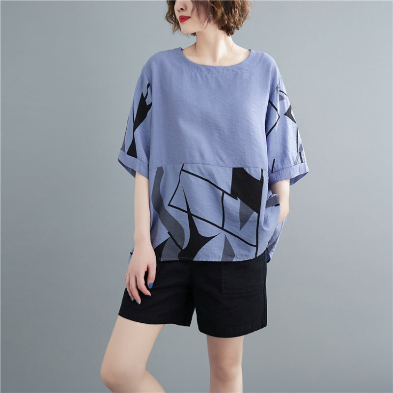 Plus Size Shapes Block Blouse